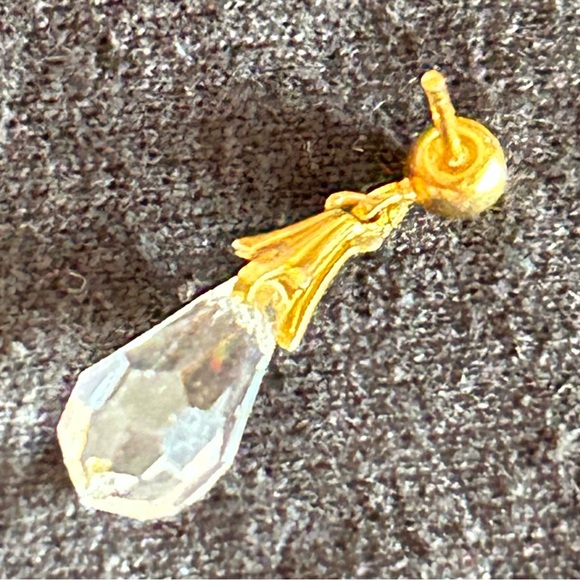 Vintage Faceted Crystal Pendulum Pierced Earrings with Gold Accents Dangle Drop - Picture 7 of 8